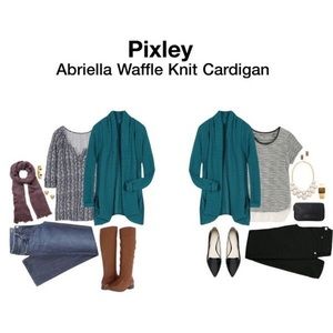 Teal Waffle Knit Open Front Cardigan